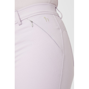 Pantalon d'équitation fond intégral Horze Kaitlin pour femme avec déco florale Chute d'orchidée Blanc