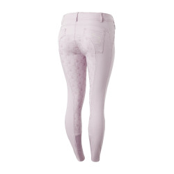 Pantalon d'équitation fond intégral Horze Kaitlin pour femme avec déco florale Chute d'orchidée Blanc
