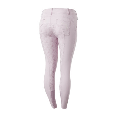 Pantalon d'équitation fond intégral Horze Kaitlin pour femme avec déco florale Chute d'orchidée Blanc