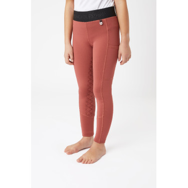 Legging d'équitation silicone Horze Leighton Ado fond intégral avec doublure chaude Rouge roan