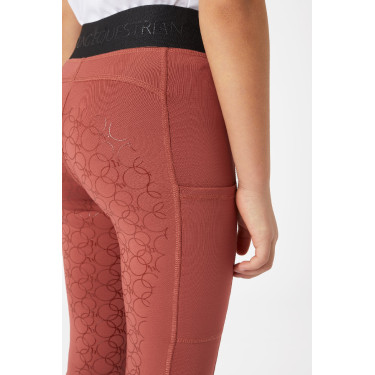 Legging d'équitation silicone Horze Leighton Ado fond intégral avec doublure chaude Rouge roan