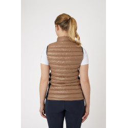 Ultra-lichte mouwloze paardrijbodywarmer B Vertigo Sia dames Gemberkoekje Beige