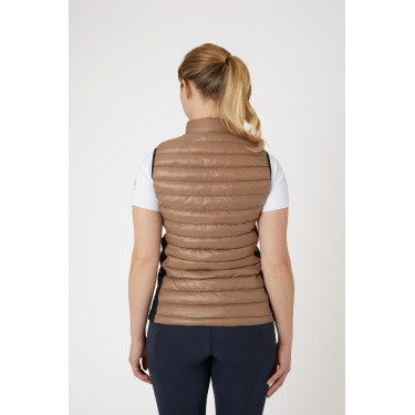 Ultra-lichte mouwloze paardrijbodywarmer B Vertigo Sia dames Gemberkoekje Beige