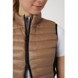 Ultra-lichte mouwloze paardrijbodywarmer B Vertigo Sia dames Gemberkoekje Beige