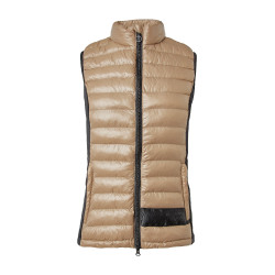 Ultra-lichte mouwloze paardrijbodywarmer B Vertigo Sia dames Gemberkoekje Beige