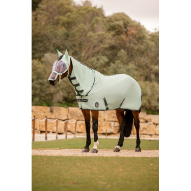 Couverture anti-mouches Horze Paso Fino avec couvre-cou amovible et protection UV Vert ruisseau Couverture anti-mouches Horze Paso Fino avec couvre-cou amovible et protection UV Vert ruisseau