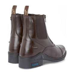Boots Horze cuir Horze Kingston double fermeture éclair femme Marron café