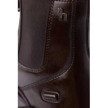 Boots Horze cuir Horze Kingston double fermeture éclair femme Marron café