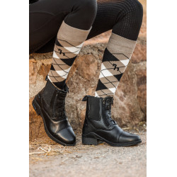 Boots Horze cuir Horze Kingston double fermeture éclair femme Noir