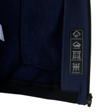 Heren Softshell Jas Equestro New Style Multilogo Marineblazer Marineblauw