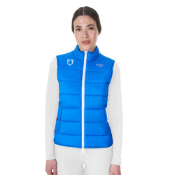 Veste sans manches femme Equestro x FISE coupe slim Bleu de savoie