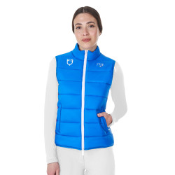Veste sans manches femme Equestro x FISE coupe slim Bleu de savoie