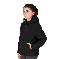 Veste enfant unisexe Equestro imperméable et coupe-vent en nylon Noir