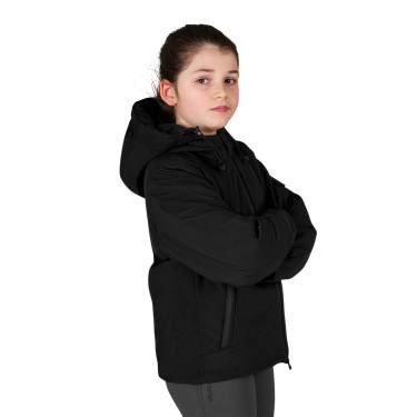 Veste enfant unisexe Equestro imperméable et coupe-vent en nylon Noir