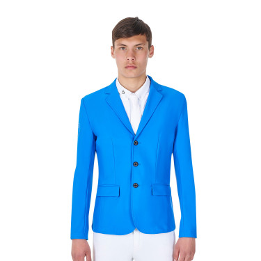 Veste de concours homme Equestro x FISE trois boutons Bleu de savoie