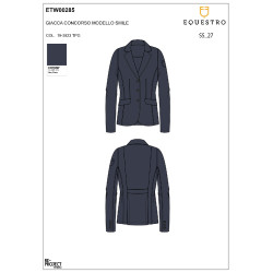Veste de concours femme Equestro avec logo embossé Marine blazer Bleu marine