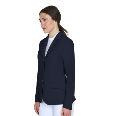 Veste de concours femme Equestro avec logo embossé Marine blazer Bleu marine
