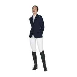 Veste de concours femme Equestro avec logo embossé Marine blazer Bleu marine