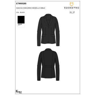 Veste de concours femme Equestro avec logo embossé Noir Veste de concours femme Equestro avec logo embossé Noir