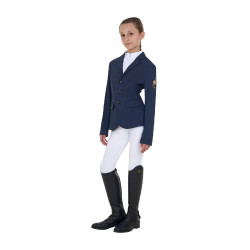 Veste de concours enfant unisexe Equestro x FISE trois boutons Marine blazer Bleu marine