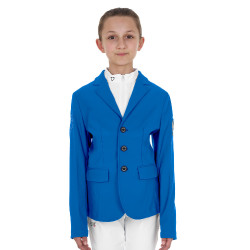 Veste de concours enfant unisexe Equestro x FISE trois boutons Bleu de savoie