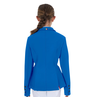 Veste de concours enfant unisexe Equestro x FISE trois boutons Bleu de savoie