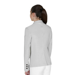 Veste de concours enfant Equestro coupe slim trois boutons Brume portuaire Blanc