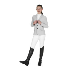 Kinderwedstrijdjas Equestro slim fit met drie knopen Havenmist Wit