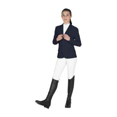Veste de concours enfant Equestro coupe slim trois boutons Marine blazer Bleu marine