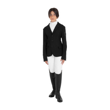 Veste de concours enfant Equestro coupe slim trois boutons Noir