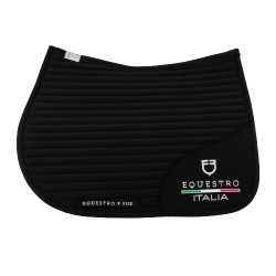 Springzadeldek Equestro x FISE met geborduurd logo Zwart