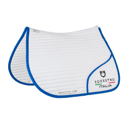Tapis de saut Equestro x FISE avec logo brodé Blanc / bleu de savoie