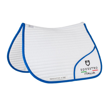 Tapis de saut Equestro x FISE avec logo brodé Blanc / bleu de savoie