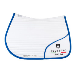 Springzadeldek Equestro x FISE met geborduurd logo Wit / Savoisch blauw