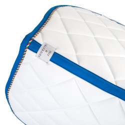 Tapis de saut Equestro x FISE avec liseré drapeau italien Blanc / bleu de savoie Tapis de saut Equestro x FISE avec liseré drapeau italien Blanc / bleu de savoie