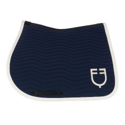 Tapis de saut Equestro matelassé Wave en tissu technique Marine blazer / blanc antique Bleu marine