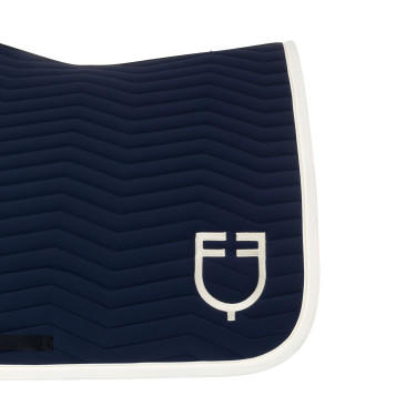 Tapis de saut Equestro matelassé Wave en tissu technique Marine blazer / blanc antique Bleu marine