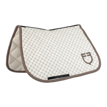 Equestro springzadeldoek met monogramprint Antiek wit / walnoot Equestro springzadeldoek met monogramprint Antiek wit / walnoot