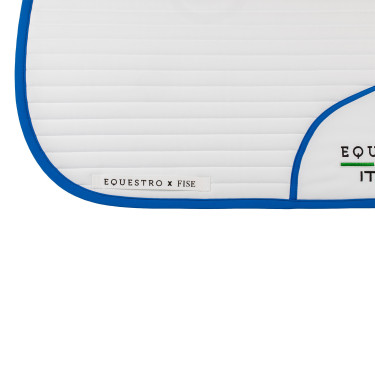 Tapis de dressage Equestro x FISE avec logo brodé Blanc / bleu de savoie