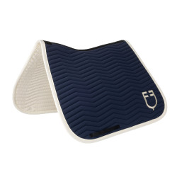 Tapis de dressage Equestro matelassé Wave en tissu technique Marine blazer / blanc antique Bleu marine