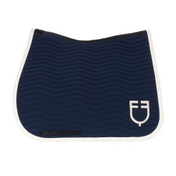 Tapis de dressage Equestro matelassé Wave en tissu technique Marine blazer / blanc antique Bleu marine
