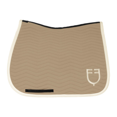 Tapis de dressage Equestro matelassé Wave en tissu technique Oxford tan / blanc antique