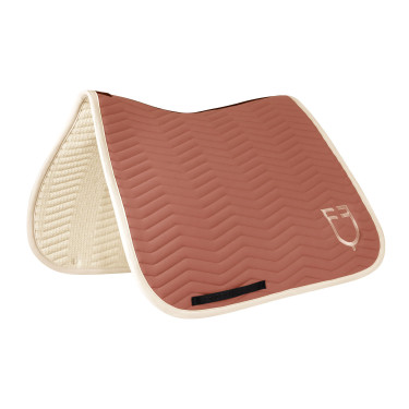 Tapis de dressage Equestro matelassé Wave en tissu technique Redwood / blanc antique Rouge