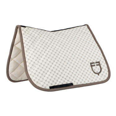 Tapis de dressage Equestro imprimé monogramme Blanc antique / walnut
