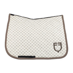 Tapis de dressage Equestro imprimé monogramme Blanc antique / walnut