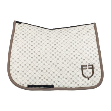 Tapis de dressage Equestro imprimé monogramme Blanc antique / walnut
