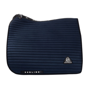 Tapis de dressage Acavallo Sublime en daim à bandes Marine Bleu marine
