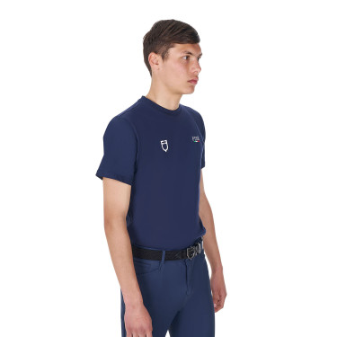 T-shirt homme Equestro x FISE coupe slim manches courtes Marine blazer Bleu marine