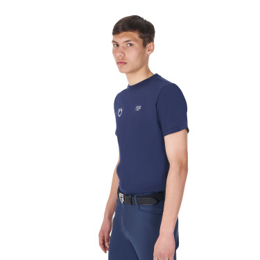 T-shirt homme Equestro x FISE coupe slim manches courtes Marine blazer Bleu marine