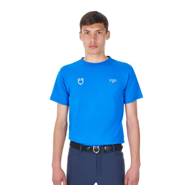 T-shirt homme Equestro x FISE coupe slim manches courtes Bleu de savoie